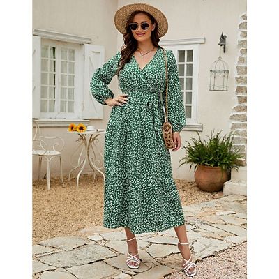 plus size flowy floral dress Plus Size White Tulip Print Flowy Black Maxi Dress main image 1