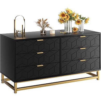 ANIXOL 6-Drawer Dresser with Metal Legs