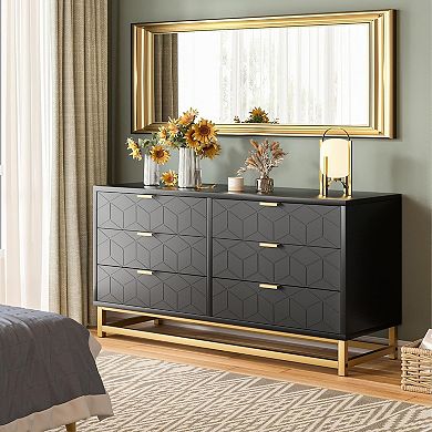 ANIXOL 6-Drawer Dresser with Metal Legs