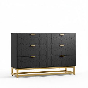 ANIXOL 6-Drawer Dresser with Metal Legs