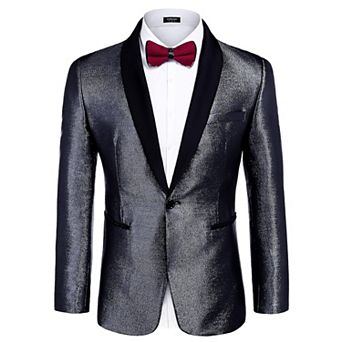 COOFANDY Mens Shiny Tuxedo Jacket Slim Fit One Button Blazer Fashion Suit Jackets for Party Prom