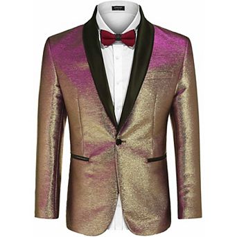 COOFANDY Mens Shiny Tuxedo Jacket Slim Fit One Button Blazer Fashion Suit Jackets for Party Prom