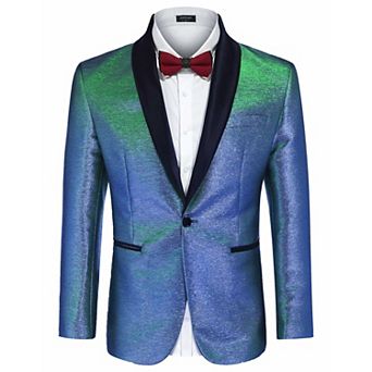 COOFANDY Mens Shiny Tuxedo Jacket Slim Fit One Button Blazer Fashion Suit Jackets for Party Prom