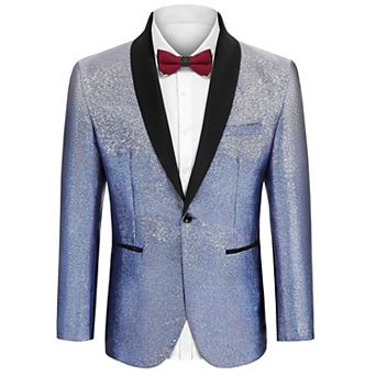 COOFANDY Mens Shiny Tuxedo Jacket Slim Fit One Button Blazer Fashion Suit Jackets for Party Prom
