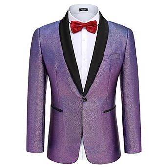 COOFANDY Mens Shiny Tuxedo Jacket Slim Fit One Button Blazer Fashion Suit Jackets for Party Prom
