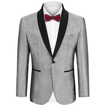 COOFANDY Mens Shiny Tuxedo Jacket Slim Fit One Button Blazer Fashion Suit Jackets for Party Prom