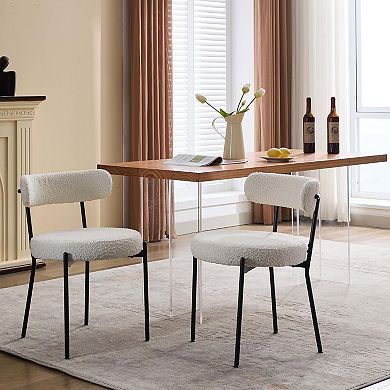 ANIXOL Mid-Century Modern Boucle Dining Chairs, Set of 2
