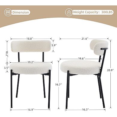 ANIXOL Mid-Century Modern Boucle Dining Chairs, Set of 2
