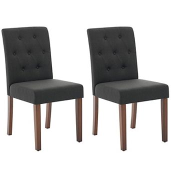 ANIXOL Parsons Fabric Dining Chairs Set of 2 with Curved Back & Wood Legs