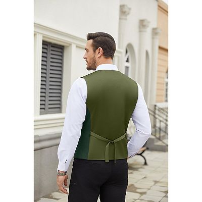 mens casual dress vest 2019 New Arrival Vests For Men Slim Fit Suit Male Wais  hooffell 30% Wool / 60% Polyester / 10% Rayon Tweed Notch Lapel Single Breasted 5 Buttons Back metal elastic adjustment buckle Full lined Machine wash / Hand wash Color or size customization please note in the order COOFANDY Men' V-Neck Suit Vests