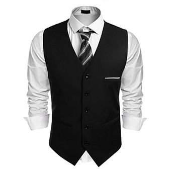 COOFANDY Men's Suit Vest Slim Fit Business Formal Waistcoat Casual Dress Vest