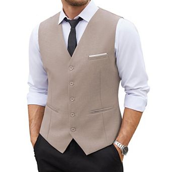 COOFANDY Men's Suit Vest Slim Fit Business Formal Waistcoat Casual Dress Vest