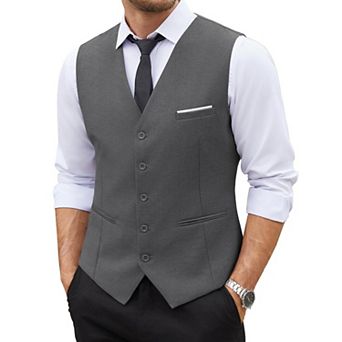 COOFANDY Men's Suit Vest Slim Fit Business Formal Waistcoat Casual Dress Vest