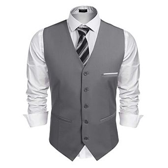 COOFANDY Men's Suit Vest Slim Fit Business Formal Waistcoat Casual Dress Vest