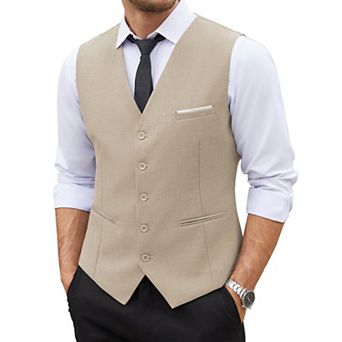 COOFANDY Men's Suit Vest Slim Fit Business Formal Waistcoat Casual Dress Vest