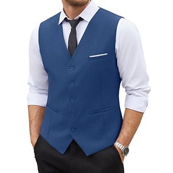 COOFANDY Men's Suit Vest Slim Fit Business Formal Waistcoat Casual Dress Vest