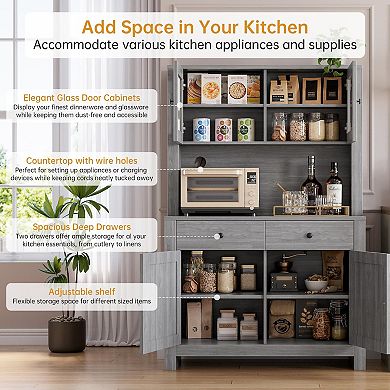 Farmhouse Pantry with Microwave Stand