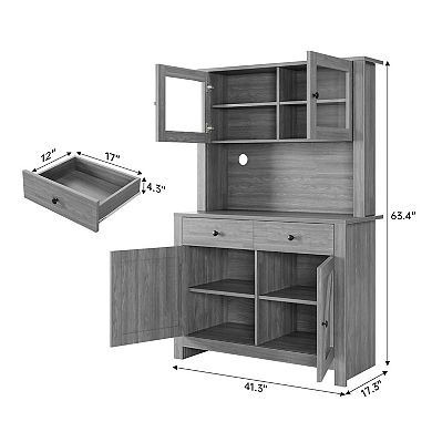 Farmhouse Pantry with Microwave Stand
