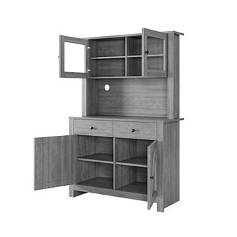Farmhouse Pantry with Microwave Stand