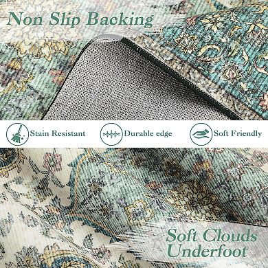 Boho Non-Slip Washable Large Area Rug for Bedroom, Apartment, Nursery, Playroom