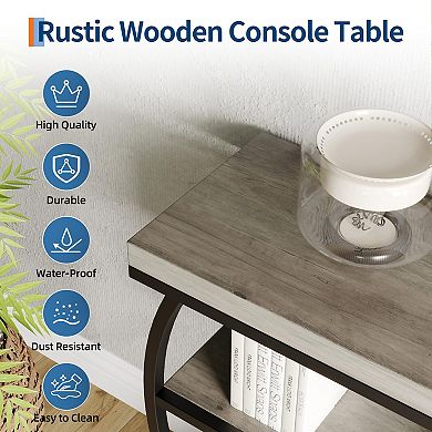 ANIXOL 4-Tier Narrow Console Table with Circle Base