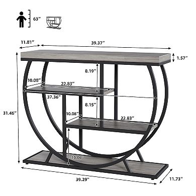 ANIXOL 4-Tier Narrow Console Table with Circle Base