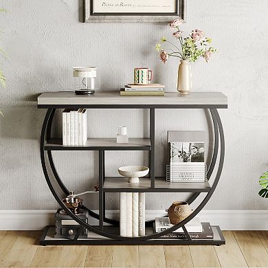 ANIXOL 4-Tier Narrow Console Table with Circle Base