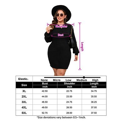 Women's Plus Size Ribbed Long Sleeve Slim Sweater Bodycon Pullover Mini Sweater Dress