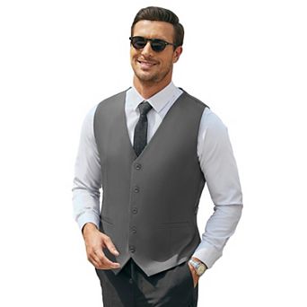 COOFANDY Men's Business Suit Vest Slim Fit Dress Vest Wedding Waistcoat