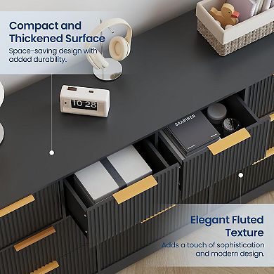 ANIXOL Fluted 9-Drawer Wood Dresser