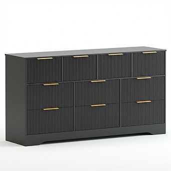 ANIXOL Fluted 9-Drawer Wood Dresser