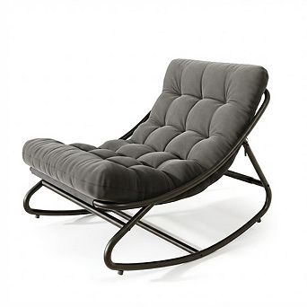 ANIXOL Oversized Steel Patio Rocking Chair with Cushion