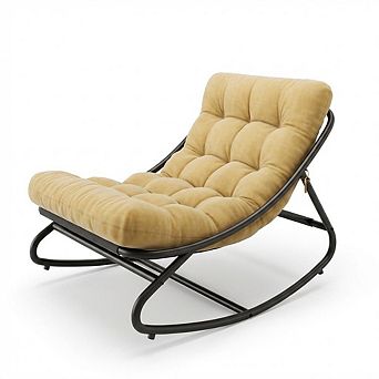 ANIXOL Oversized Steel Patio Rocking Chair with Cushion
