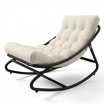 ANIXOL Oversized Steel Patio Rocking Chair with Cushion