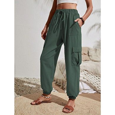 Women's Joggers Loose Drawstring High Waisted Cargo Pants with Pockets Casual Summer Comfy Hiking