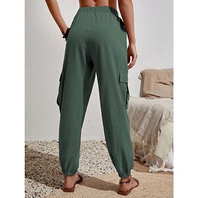 Women's Joggers Loose Drawstring High Waisted Cargo Pants with Pockets Casual Summer Comfy Hiking