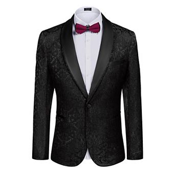 COOFANDY Men's Floral Jacket Stylish Jacquard Suit Jacket Party Wedding Prom Tuxedo Dress Jacket