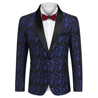 COOFANDY Men's Floral Jacket Stylish Jacquard Suit Jacket Party Wedding Prom Tuxedo Dress Jacket