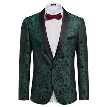 COOFANDY Men's Floral Jacket Stylish Jacquard Suit Jacket Party Wedding Prom Tuxedo Dress Jacket