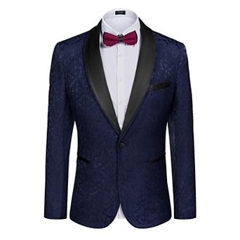 COOFANDY Men's Floral Jacket Stylish Jacquard Suit Jacket Party Wedding Prom Tuxedo Dress Jacket
