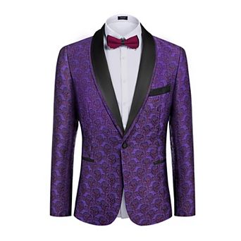 COOFANDY Men's Floral Jacket Stylish Jacquard Suit Jacket Party Wedding Prom Tuxedo Dress Jacket
