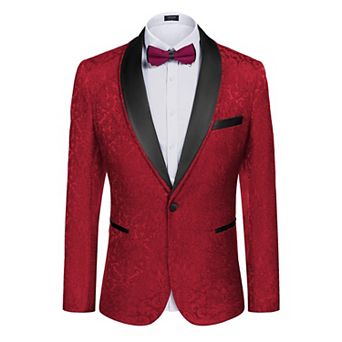 COOFANDY Men's Floral Jacket Stylish Jacquard Suit Jacket Party Wedding Prom Tuxedo Dress Jacket