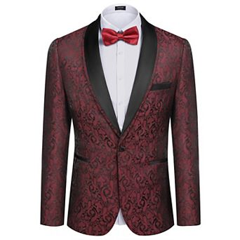 COOFANDY Men's Floral Jacket Stylish Jacquard Suit Jacket Party Wedding Prom Tuxedo Dress Jacket