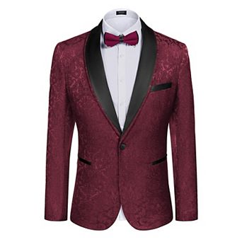 COOFANDY Men's Floral Jacket Stylish Jacquard Suit Jacket Party Wedding Prom Tuxedo Dress Jacket