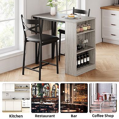 ANIXOL 3-Piece Bar Table Set with Flip Top and Storage