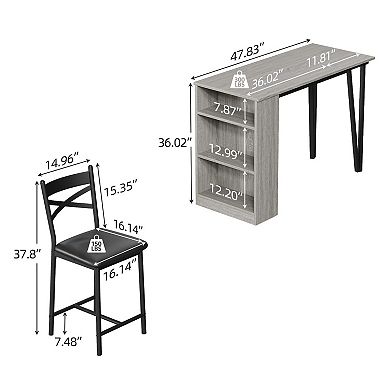 ANIXOL 3-Piece Bar Table Set with Flip Top and Storage