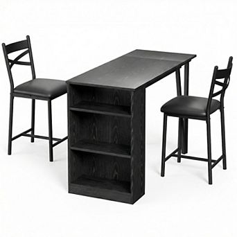 ANIXOL 3 pc Bar Table Set with Flip Top and Storage