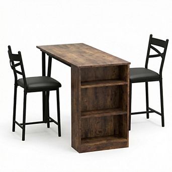 ANIXOL 3 pc Bar Table Set with Flip Top and Storage