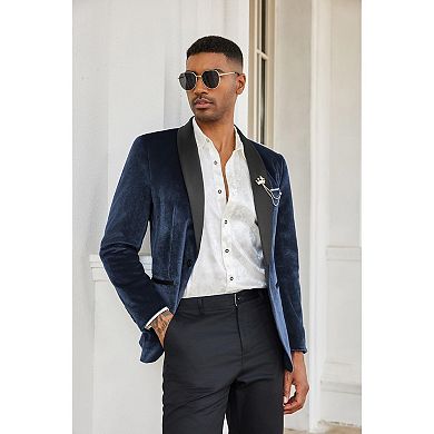 COOFANDY Mens Tuxedo Blazer Shawl Collar Suit Jacket Wedding Dinner Prom One Button Blazer Jacket