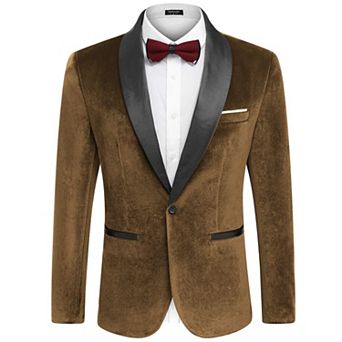 COOFANDY Mens Tuxedo Blazer Shawl Collar Suit Jacket Wedding Dinner Prom One Button Blazer Jacket